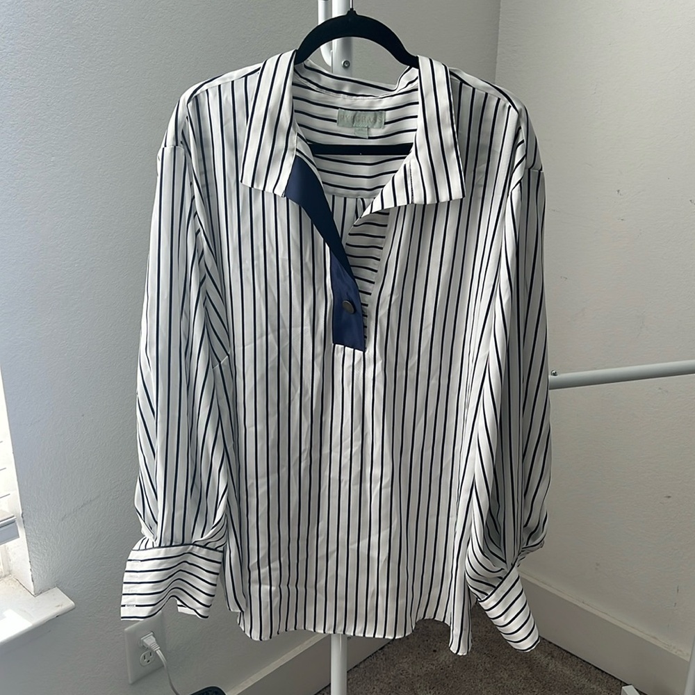 Ryegrass blouse blue and white